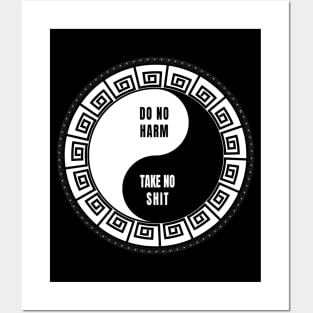 Do No Harm Take No Shit Yin Yang Funny Spiritual Humor Posters and Art